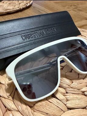 Dior Men’s White Frame Oversized Shield Sunglasses